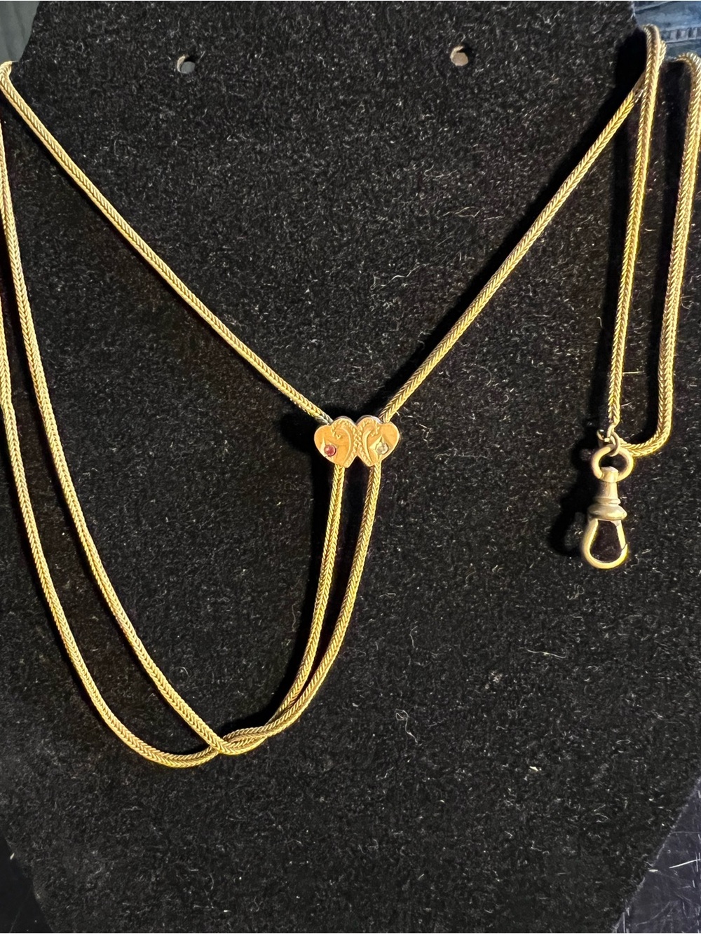 Vintage Long Guard Watch Chain With Slide and Dog clip